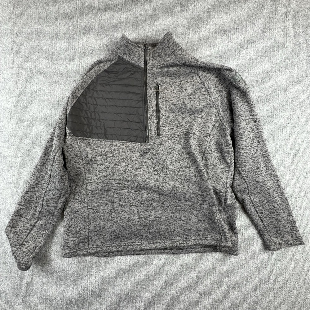 NRA Sweater Mens XL Gray 1/4 Zip Mock Neck Quilted Pocket Knit Pullover Hunting